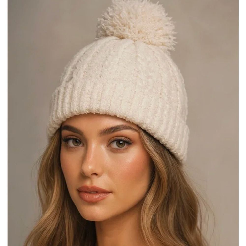 Barefoot Dreams CozyChic Cable Beanie with Pom Pom Gift Warm Holidays